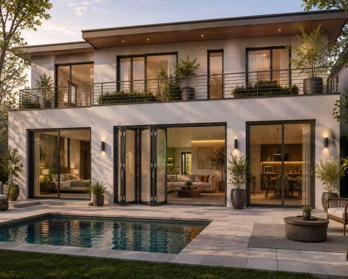 SAINTY™ Hurricane-Rated Aluminum Bi-Fold Doors - Spokane Harmon Residence Folding Door Project