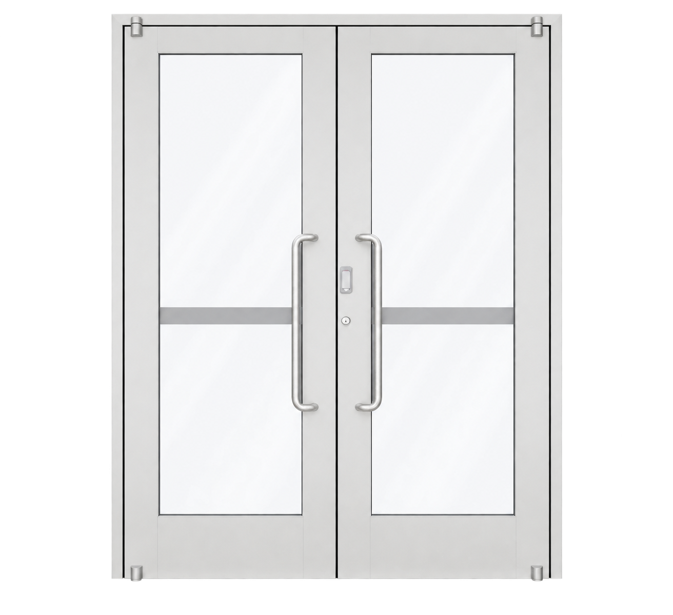 SAINTY™ White Powder Coated Storefront Door for Florida commercial buildings with DP70 hurricane rating.
