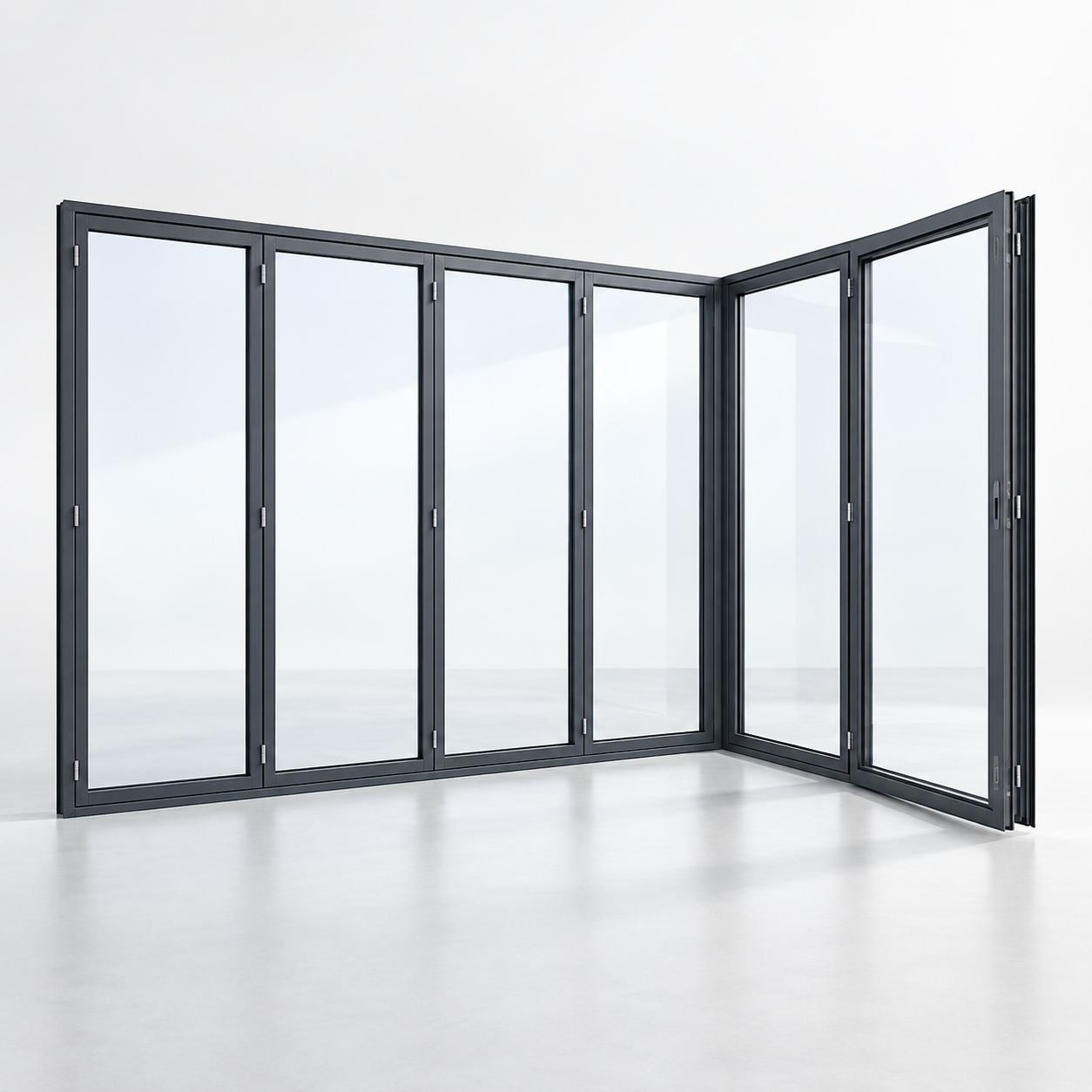 SAINTY black aluminum bi-fold doors installed in a Texas villa featuring 6063-T5 alloy frames.