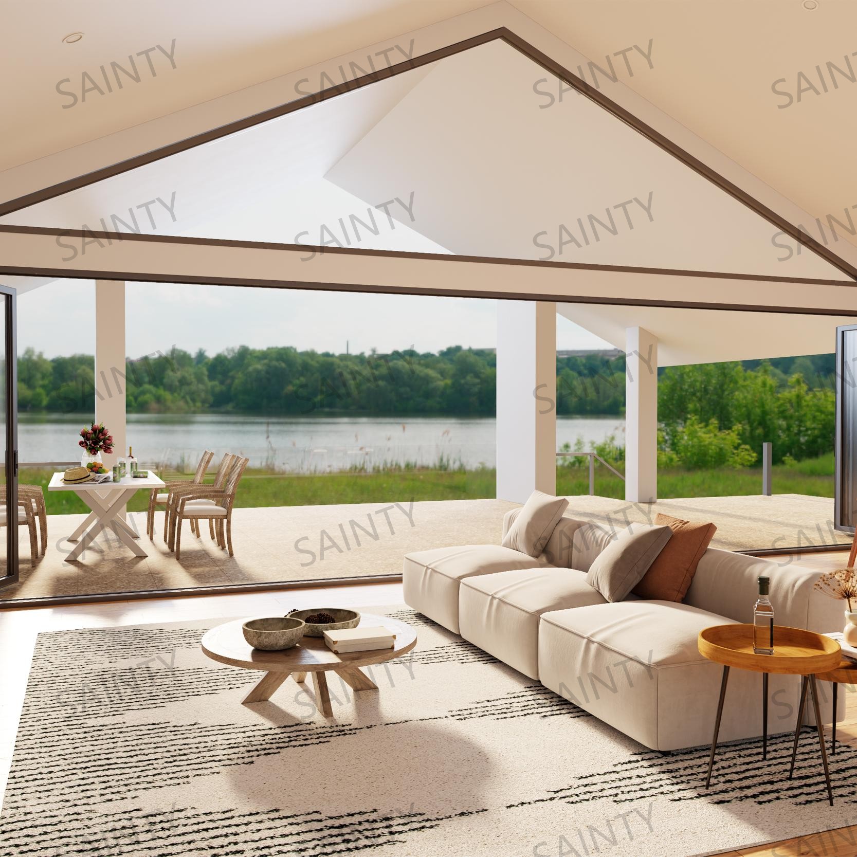 Residential installation of SAINTY™ aluminum casement windows in a cold climate home, DP60 wind load rated.