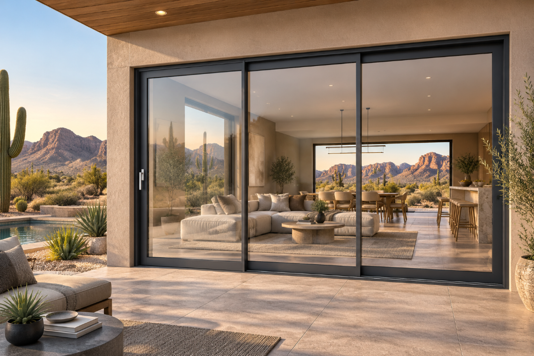 SAINTY sliding doors installed on a large-scale apartment project in Arizona, meeting AAMA performance standards.
