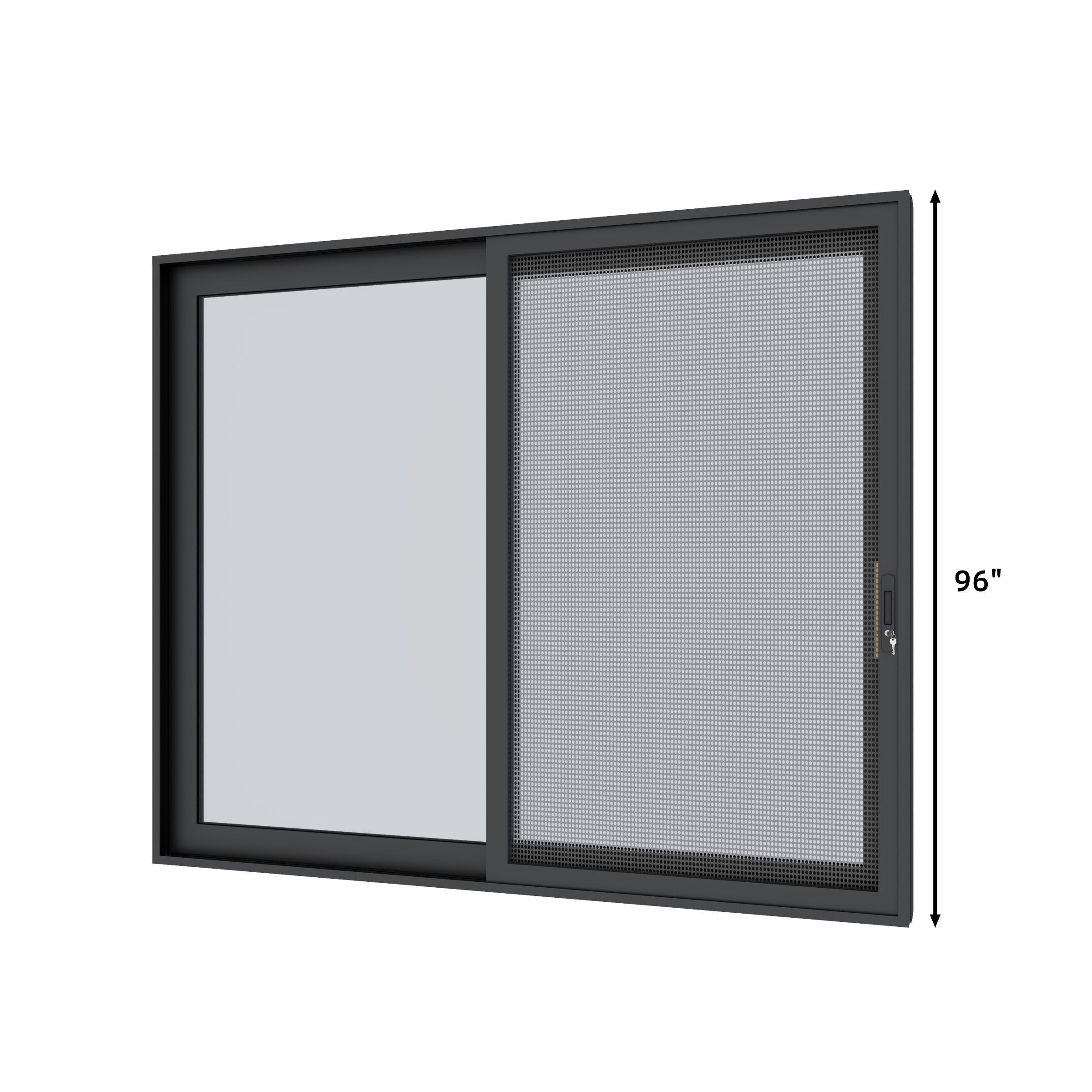 Full elevation of SAINTY™ thermally broken aluminum sliding doors in a modern black powder-coated finish.