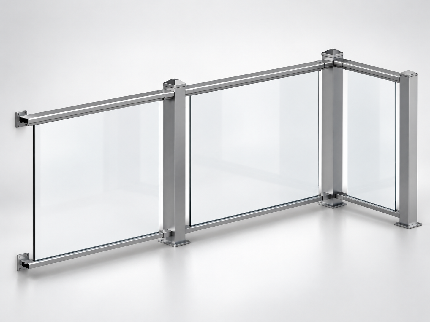 SAINTY™ 6063-T5 aluminum railing profile showing 5.5 inch frame thickness and internal square tube reinforcement.