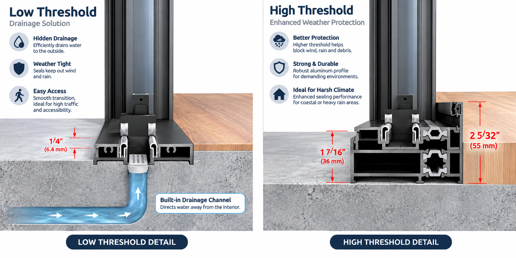 Triple-pane insulated glass build-up for SAINTY bi-fold doors providing 0.20 U-Factor performance.