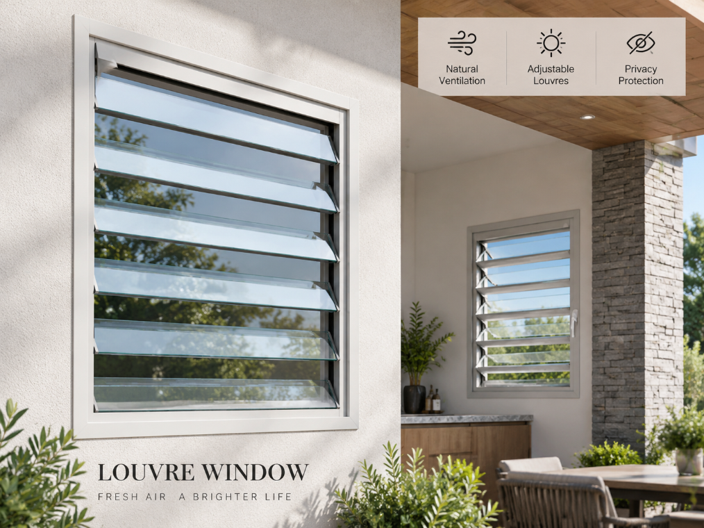 Ventanas de celosía SAINTY de bajo consumo energético instaladas en un complejo de apartamentos contemporáneo en los Estados Unidos.