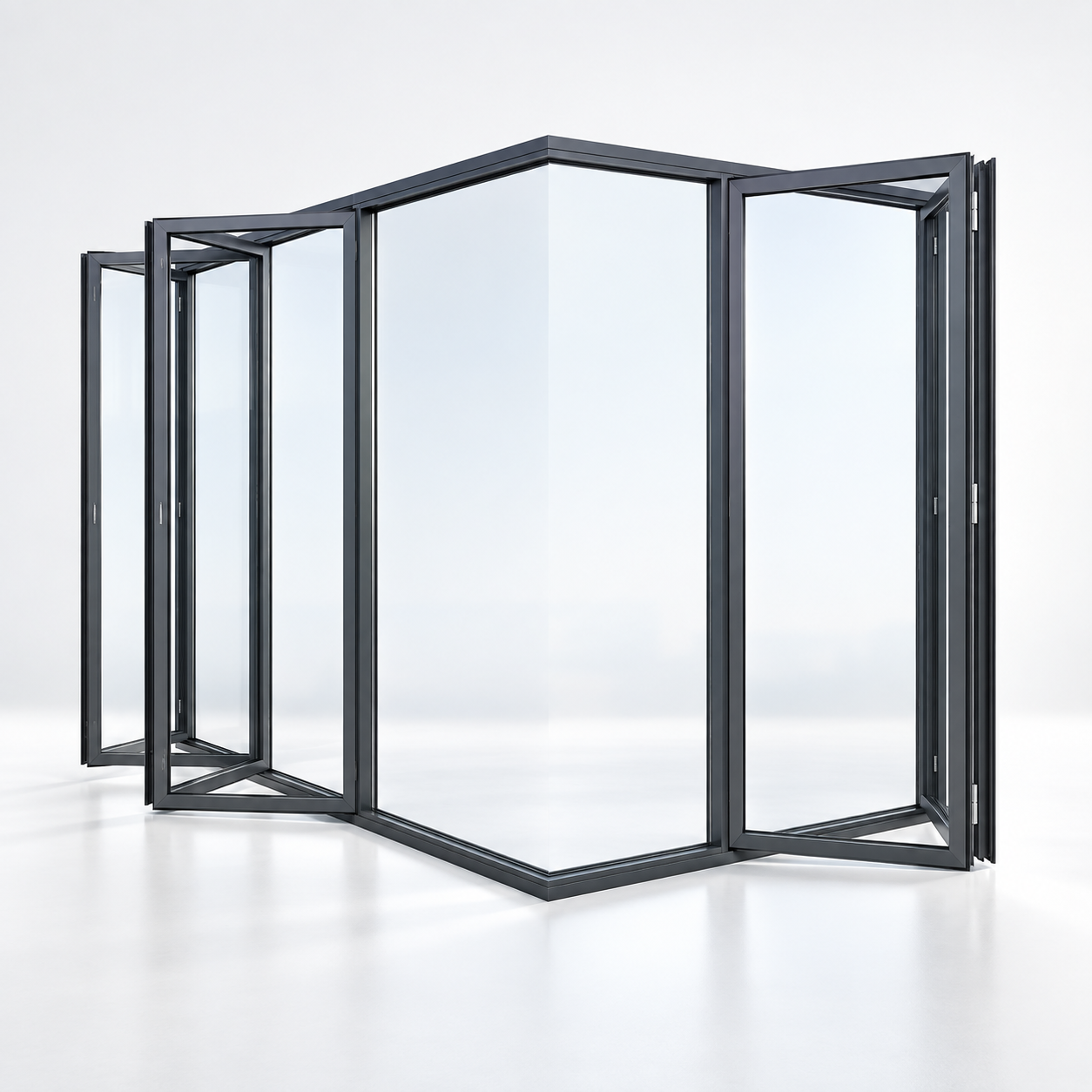 SAINTY Puertas plegables de aluminio insonorizadas en Powder Coating-Black para proyectos de villas de lujo.