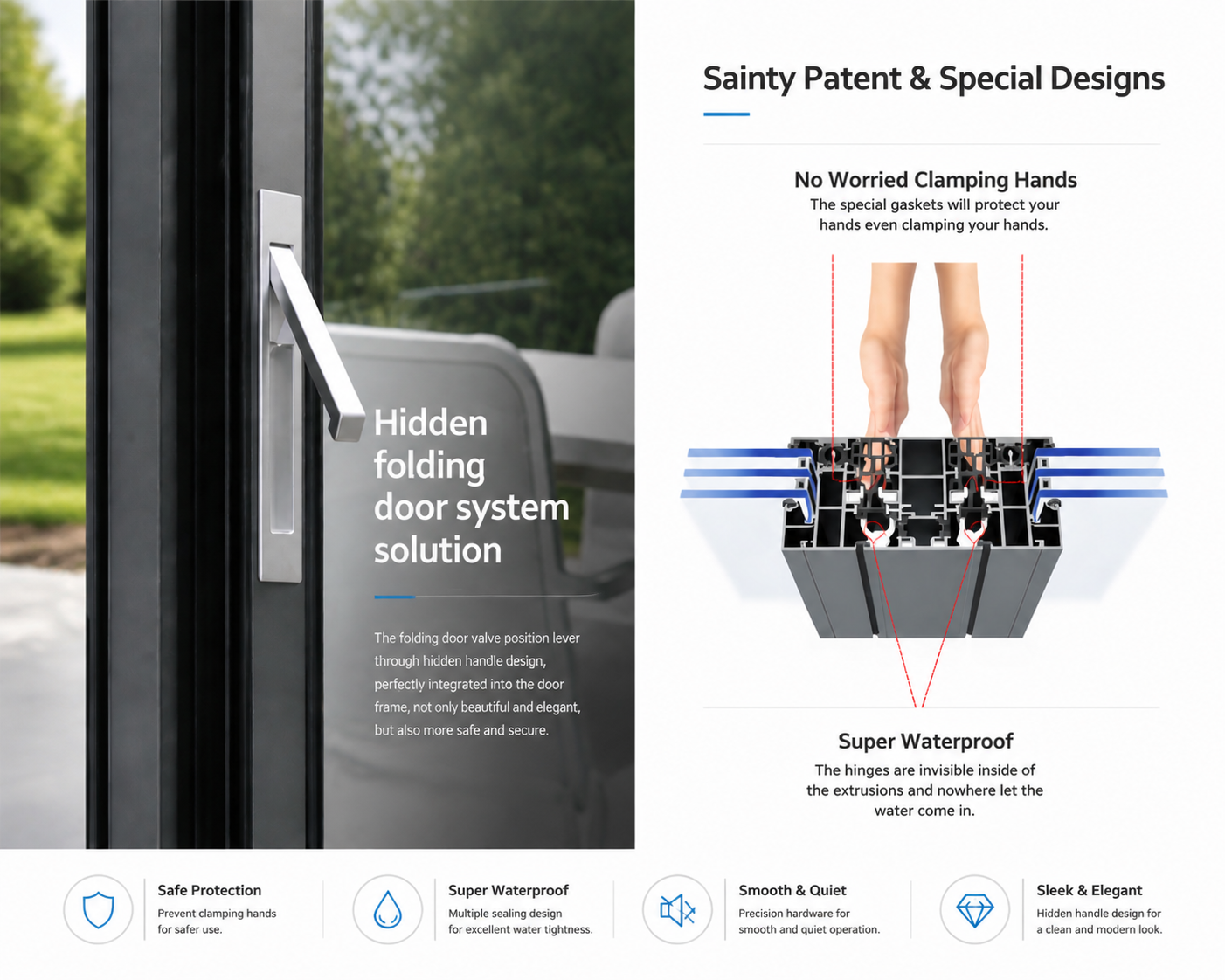 SAINTY™ Thermally Broken Aluminum Bi-Fold Doors