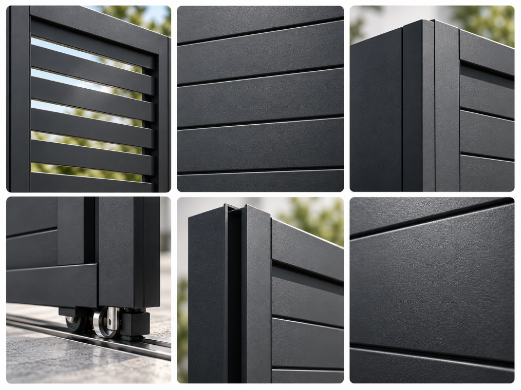 SAINTY Gate Panel Detail with AAMA 2605 Black Powder Coating Finish.