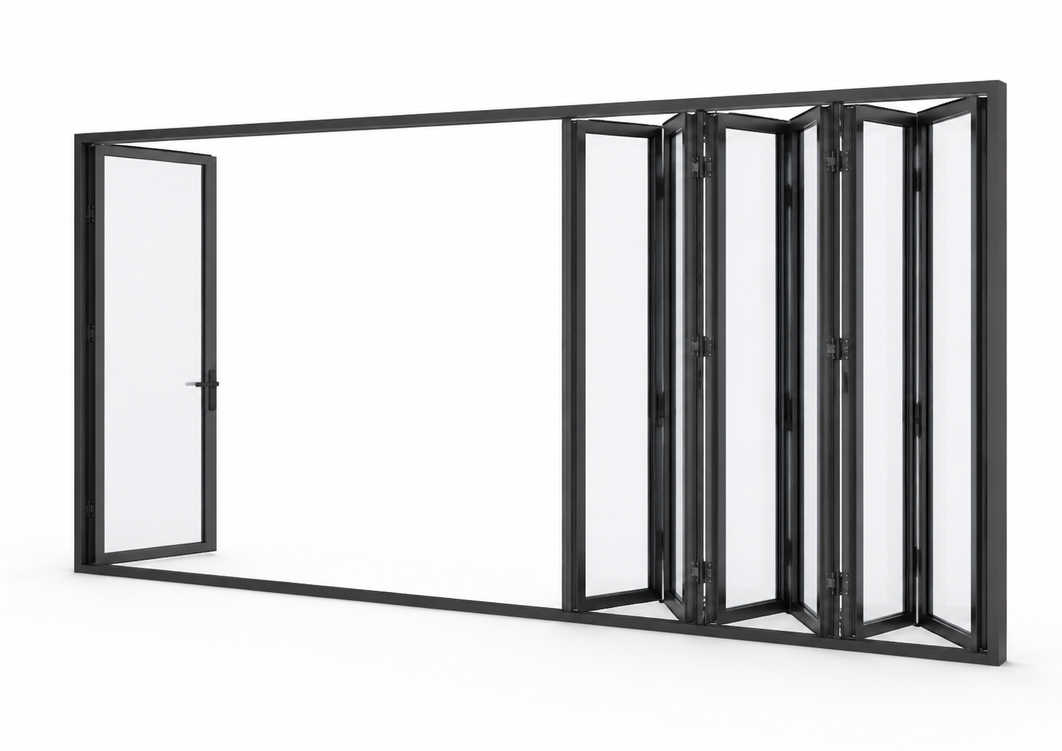 SAINTY Hurricane-Rated Aluminum Bi-Fold Door with AAMA certified DP70 frame and black finish.
