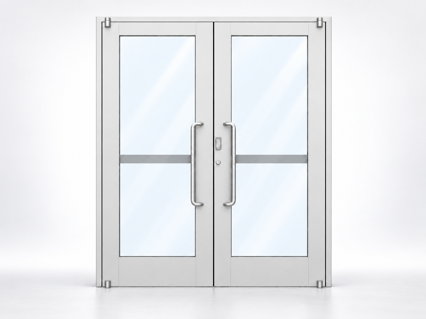SAINTY™ White Powder Coated Storefront Door for Florida commercial buildings with DP70 hurricane rating.