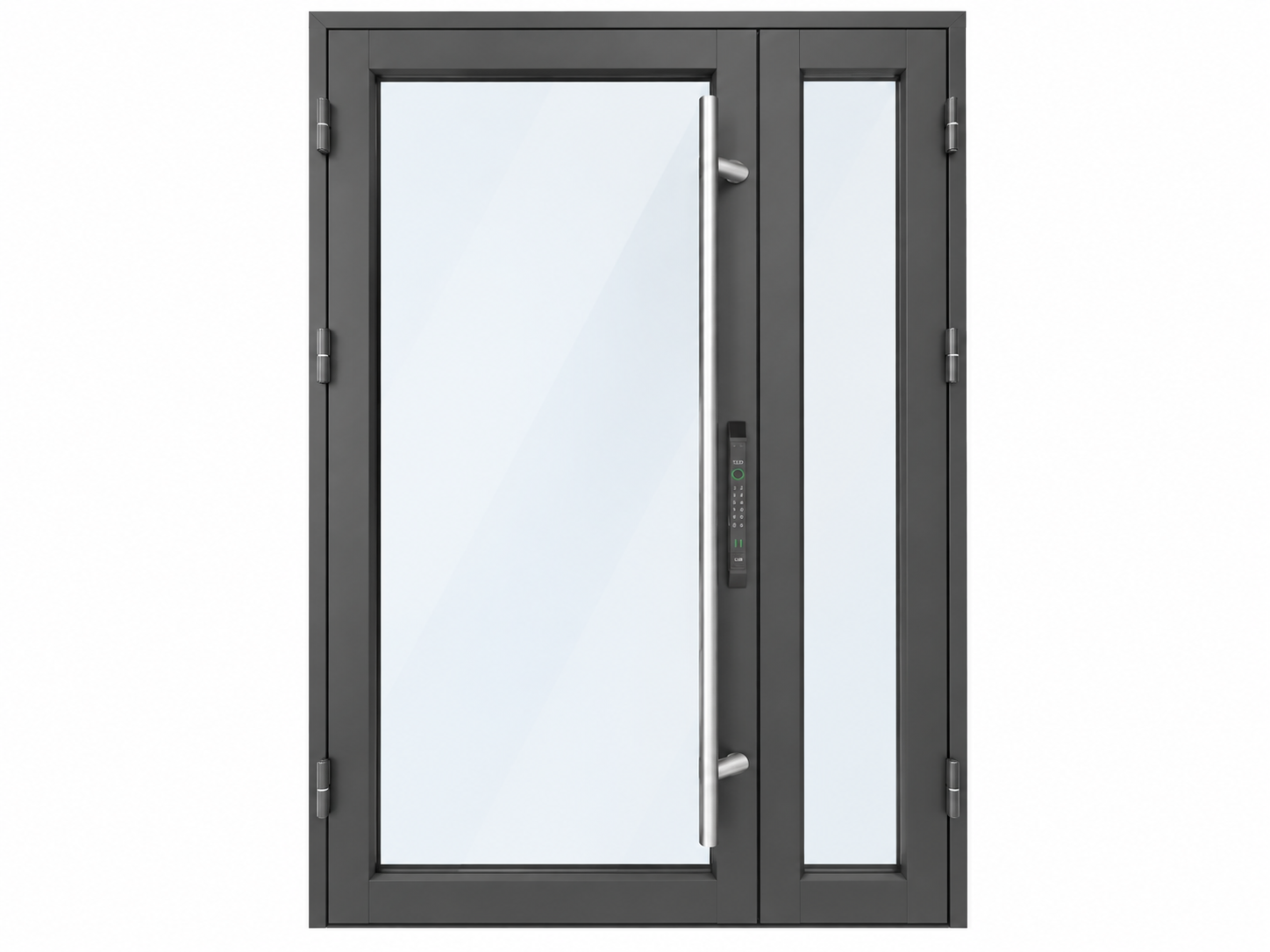 SAINTY™ Hurricane-Rated Aluminum Front Entry Door in black powder coating for US commercial buildings.