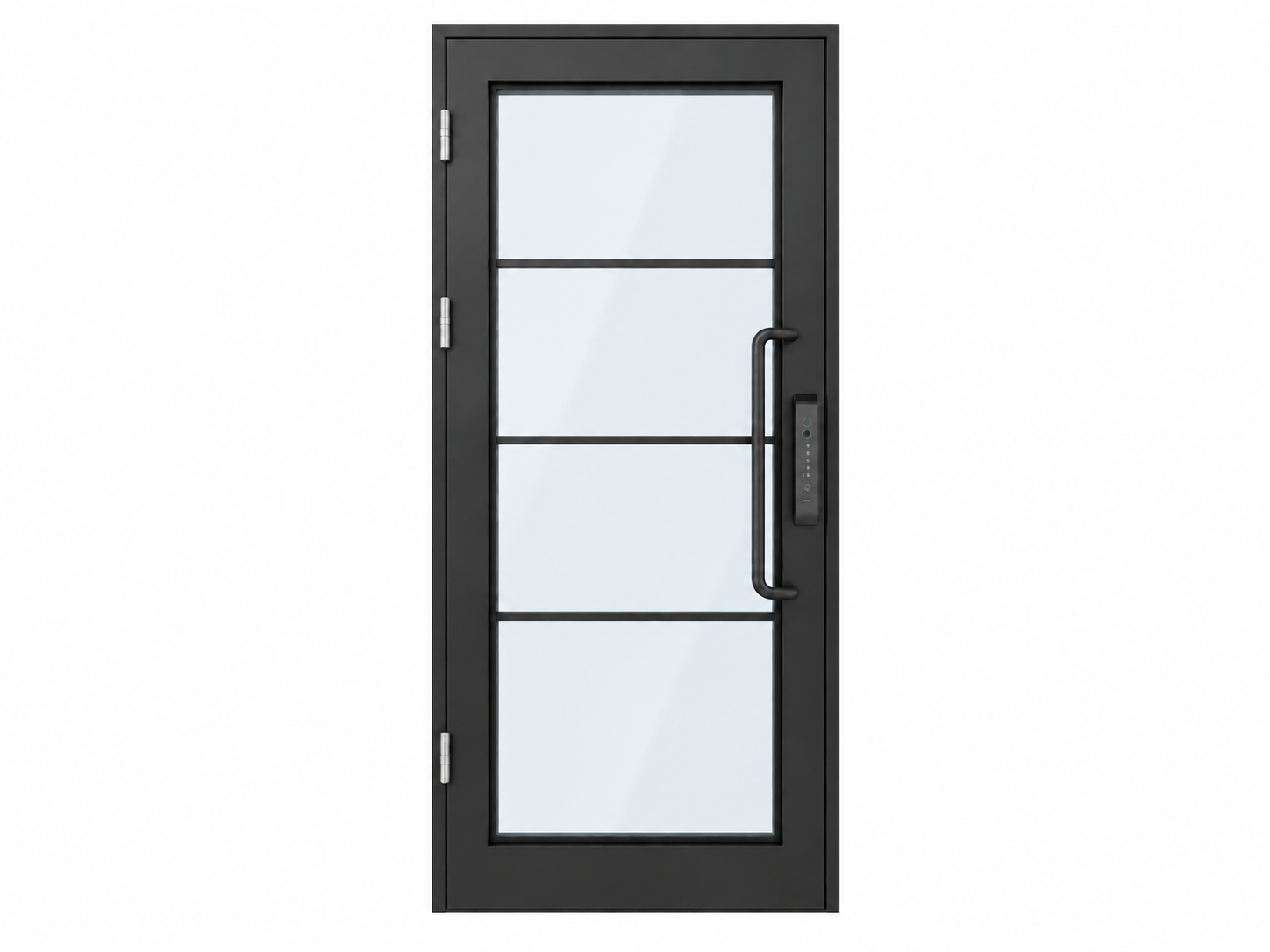 Full elevation of SAINTY™ Energy Efficient Aluminum French Doors in black powder coating for villa projects.