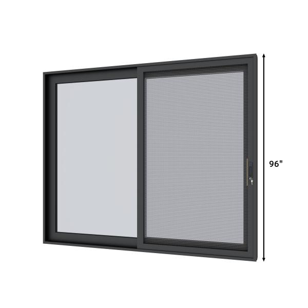 Full elevation of SAINTY™ thermally broken aluminum sliding doors in a modern black powder-coated finish.