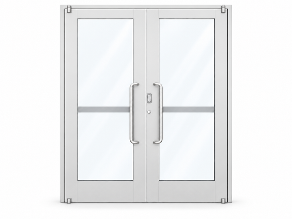 SAINTY™ White Powder Coated Storefront Door for Florida commercial buildings with DP70 hurricane rating.